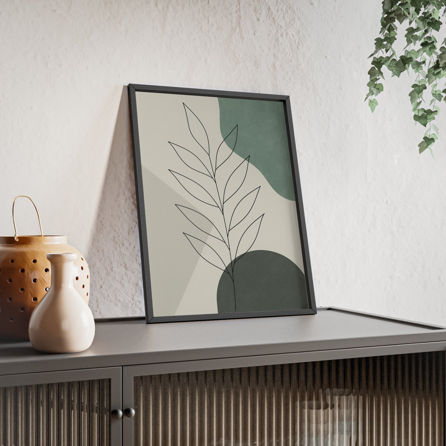 Abstraktes Blätter-Poster – Sanfte Grüntöne & Minimalistisches Design