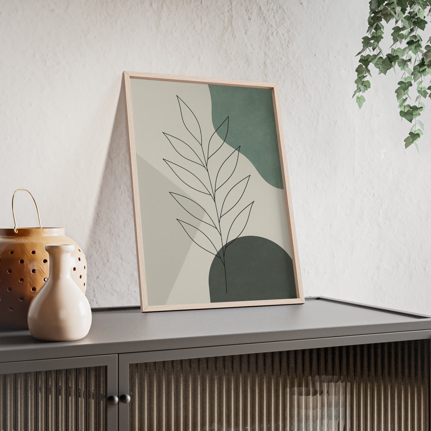 Abstraktes Blätter-Poster – Sanfte Grüntöne & Minimalistisches Design