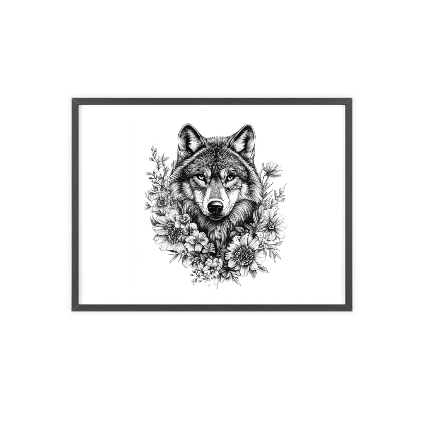 Wolf mit Wildblumen