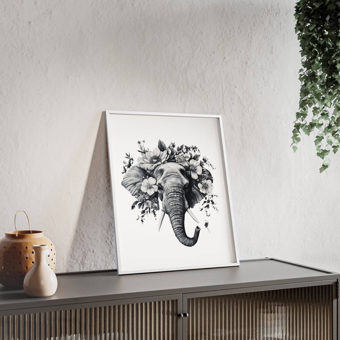 Elephant mit Wildblüten