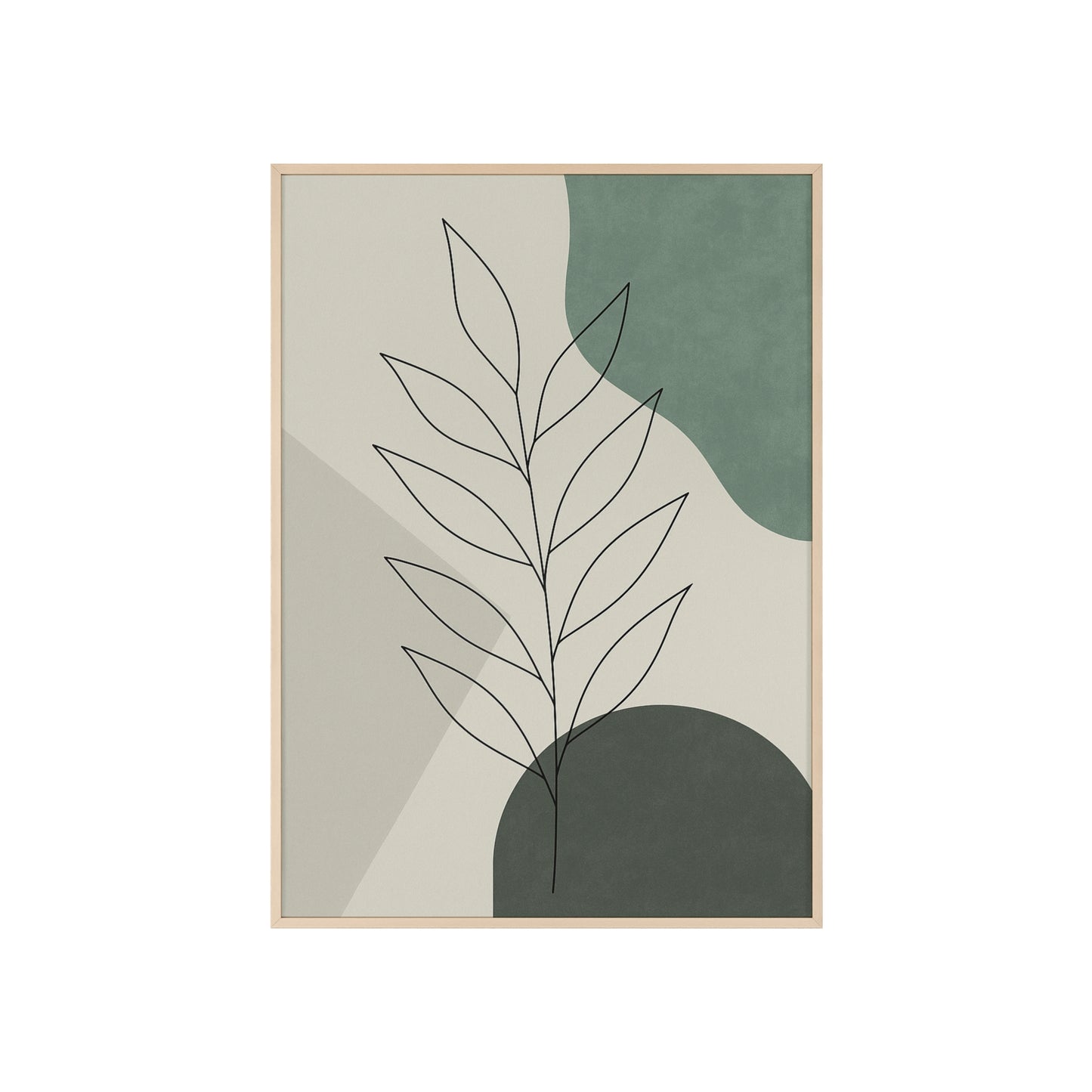 Abstraktes Blätter-Poster – Sanfte Grüntöne & Minimalistisches Design