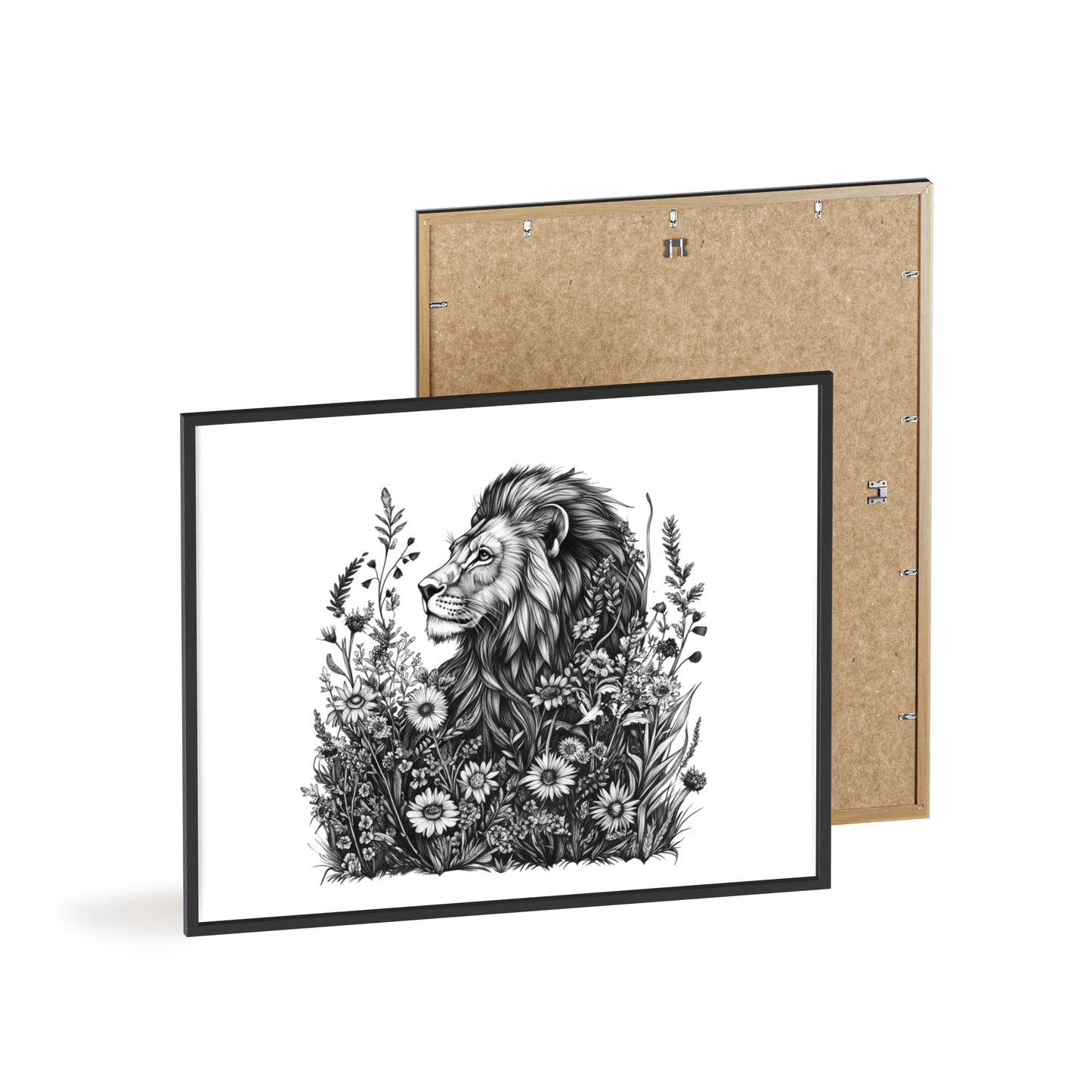 Löwe mit Wildblüten