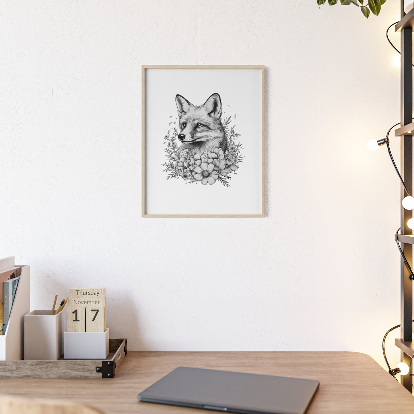 Fuchs mit Wildblütendesign