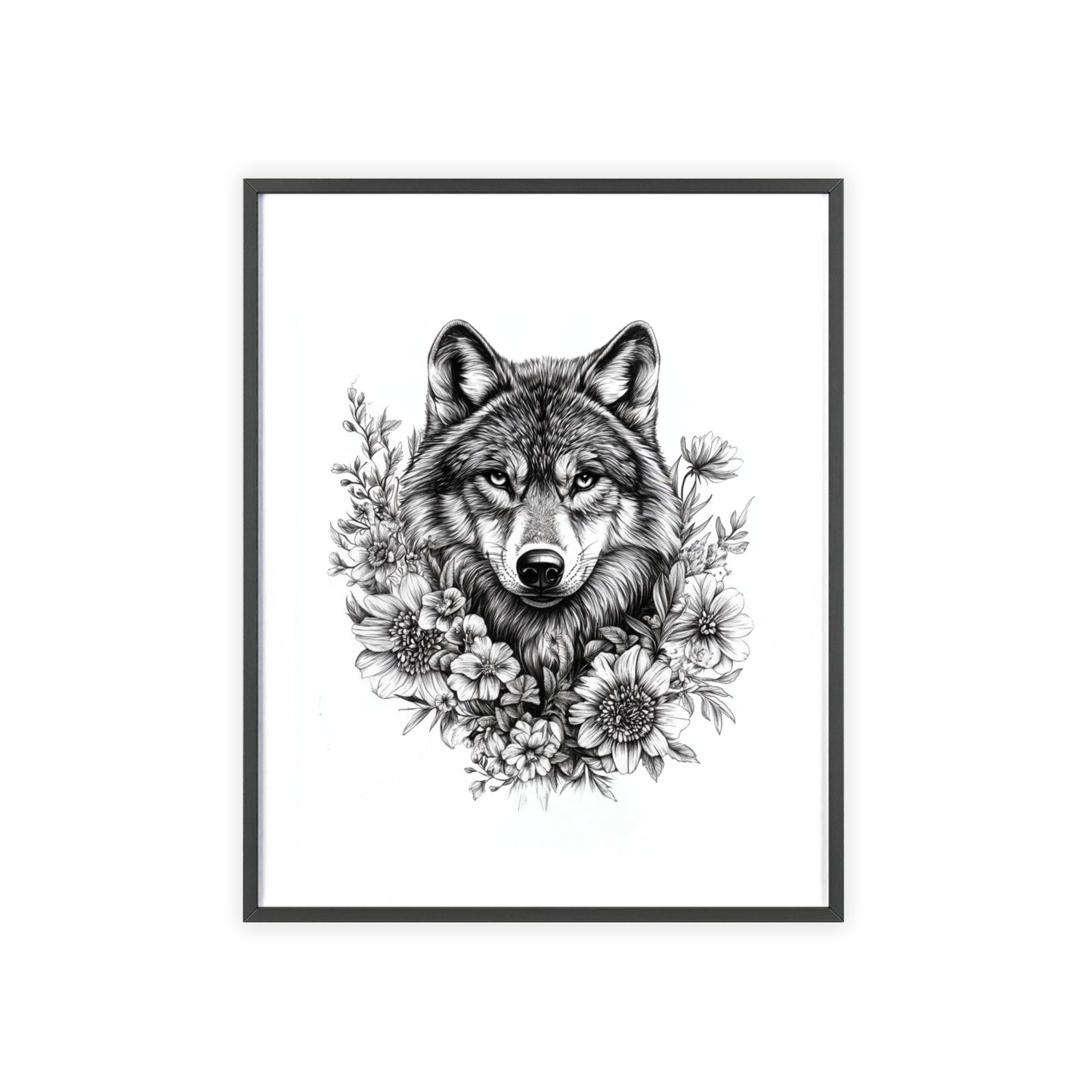 Wolf mit Wildblumen