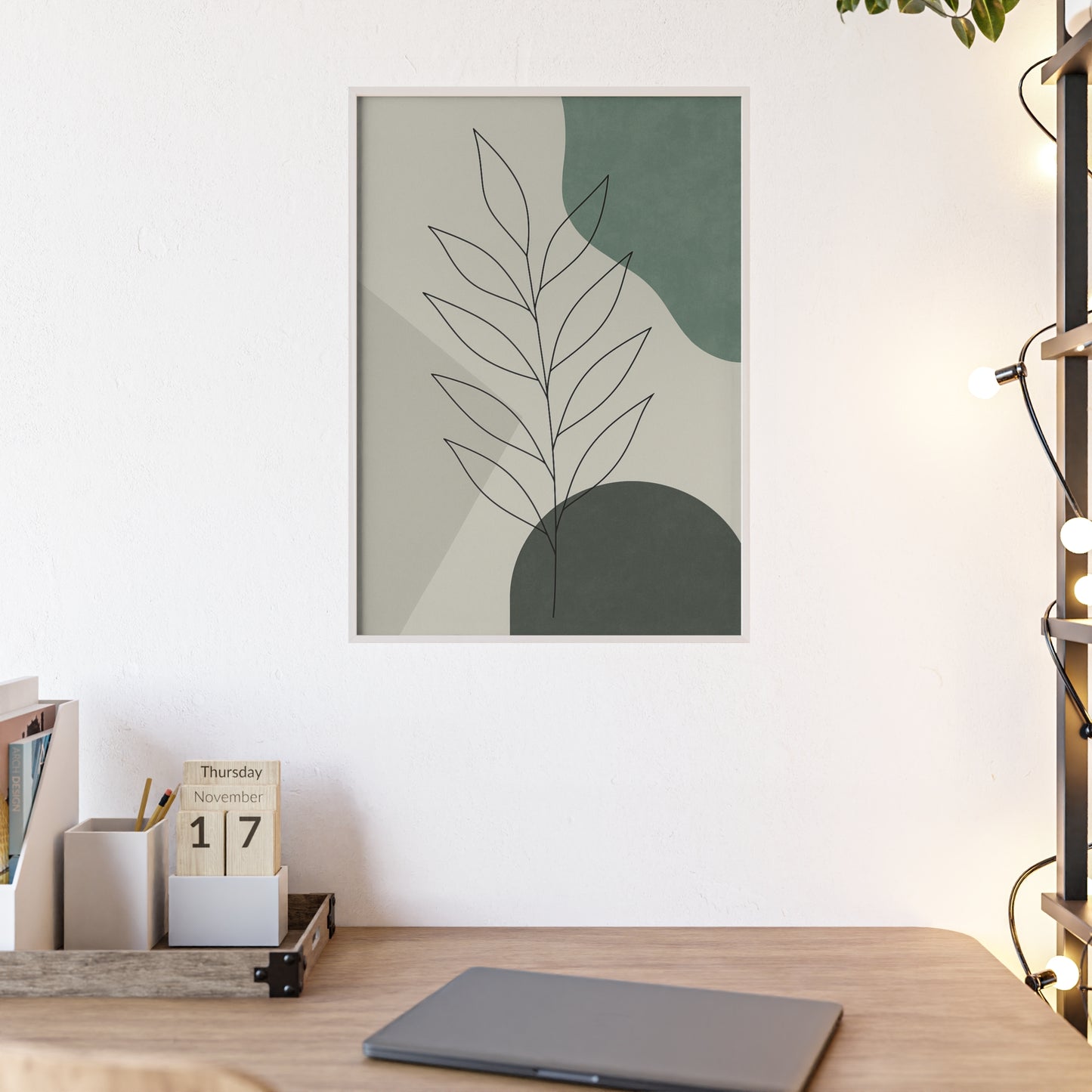 Abstraktes Blätter-Poster – Sanfte Grüntöne & Minimalistisches Design