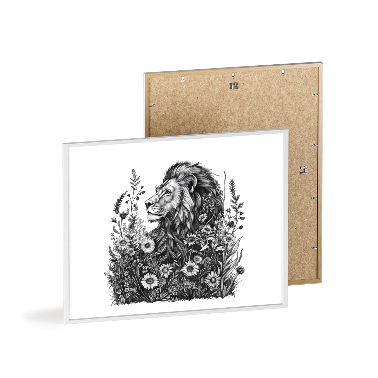 Löwe mit Wildblüten