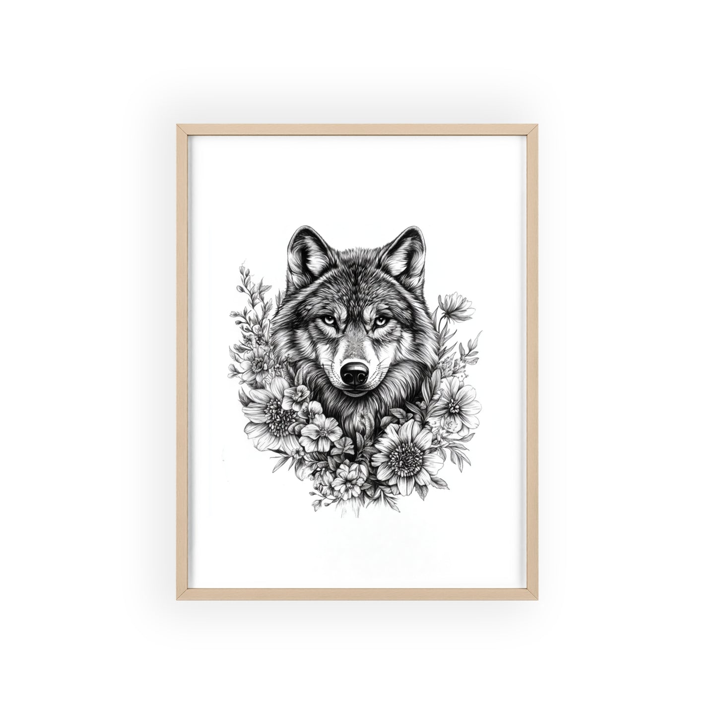 Wolf mit Wildblumen