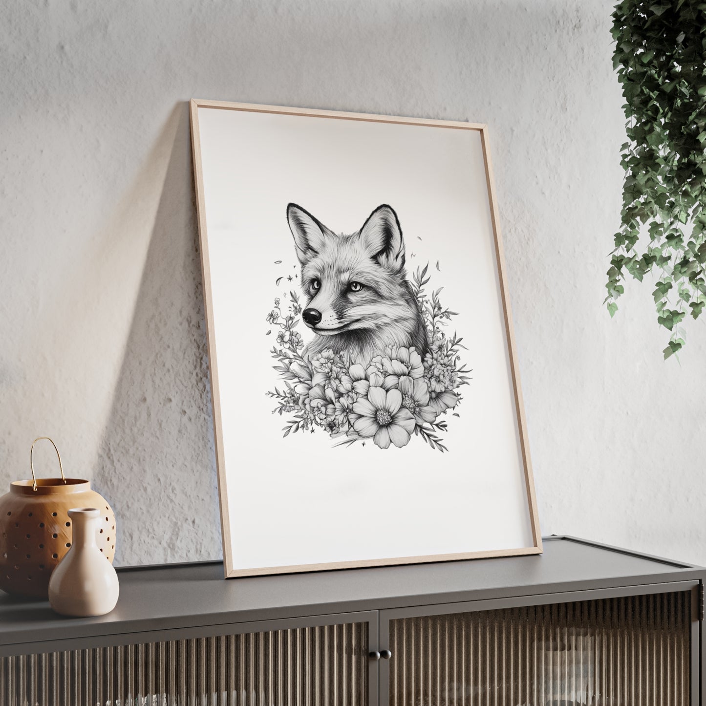 Fuchs mit Wildblütendesign