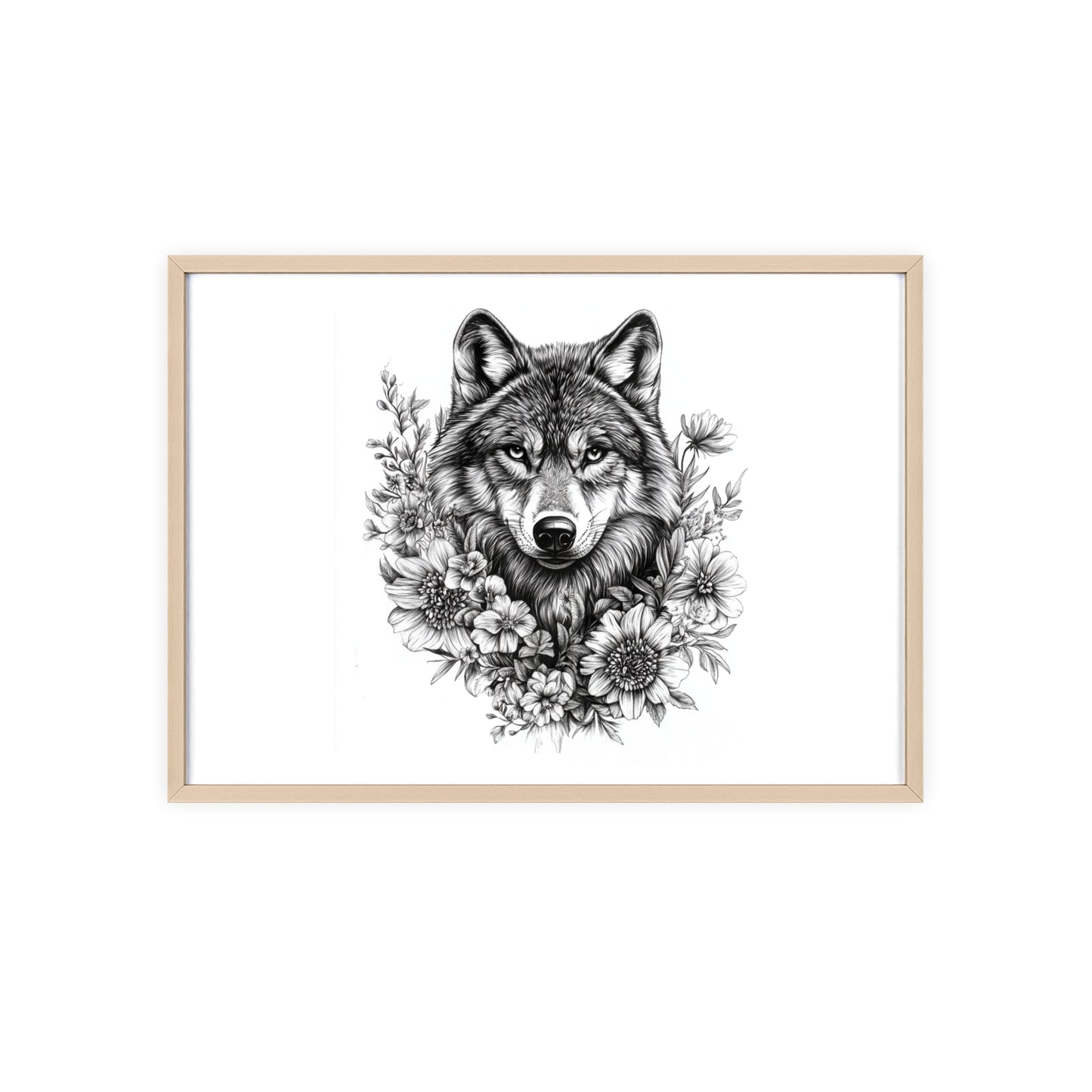 Wolf mit Wildblumen