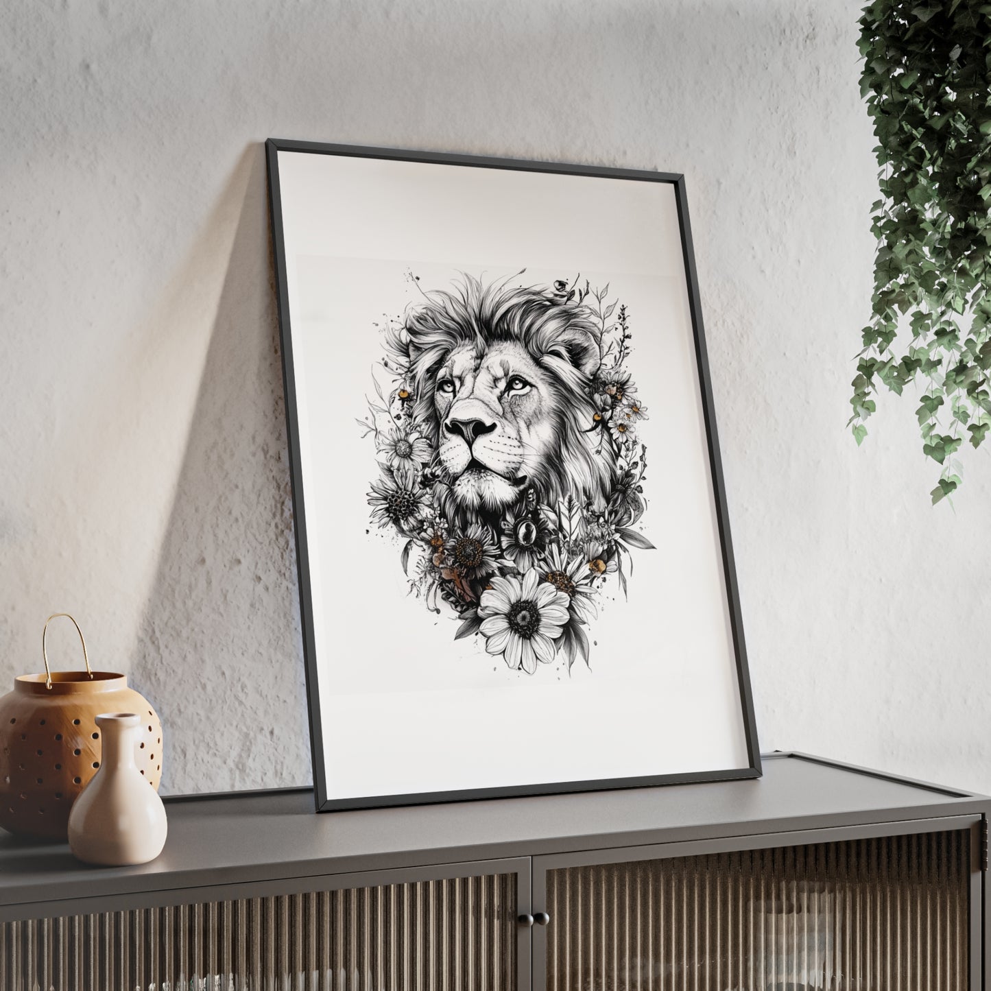 Löwe im floralen Stil