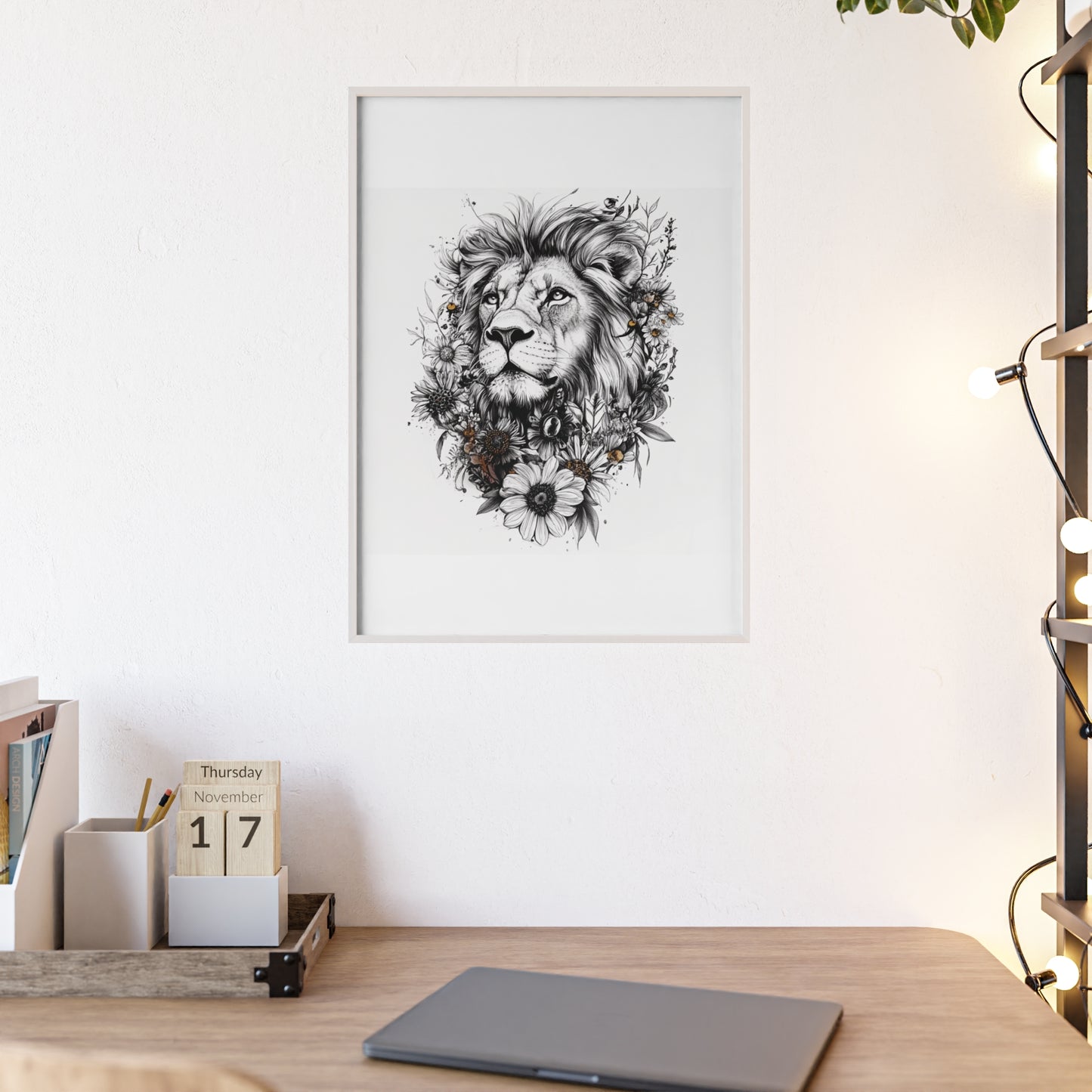 Löwe im floralen Stil