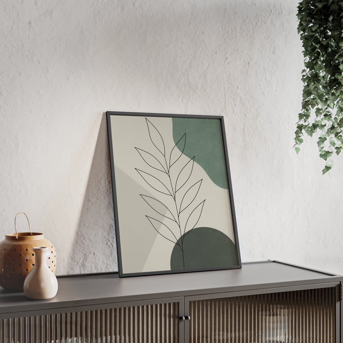 Abstraktes Blätter-Poster – Sanfte Grüntöne & Minimalistisches Design