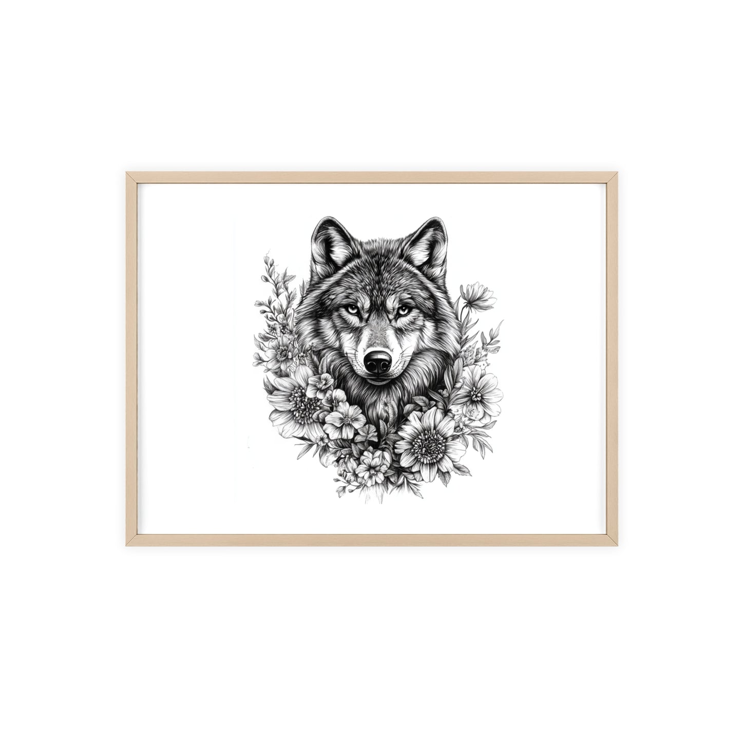 Wolf mit Wildblumen