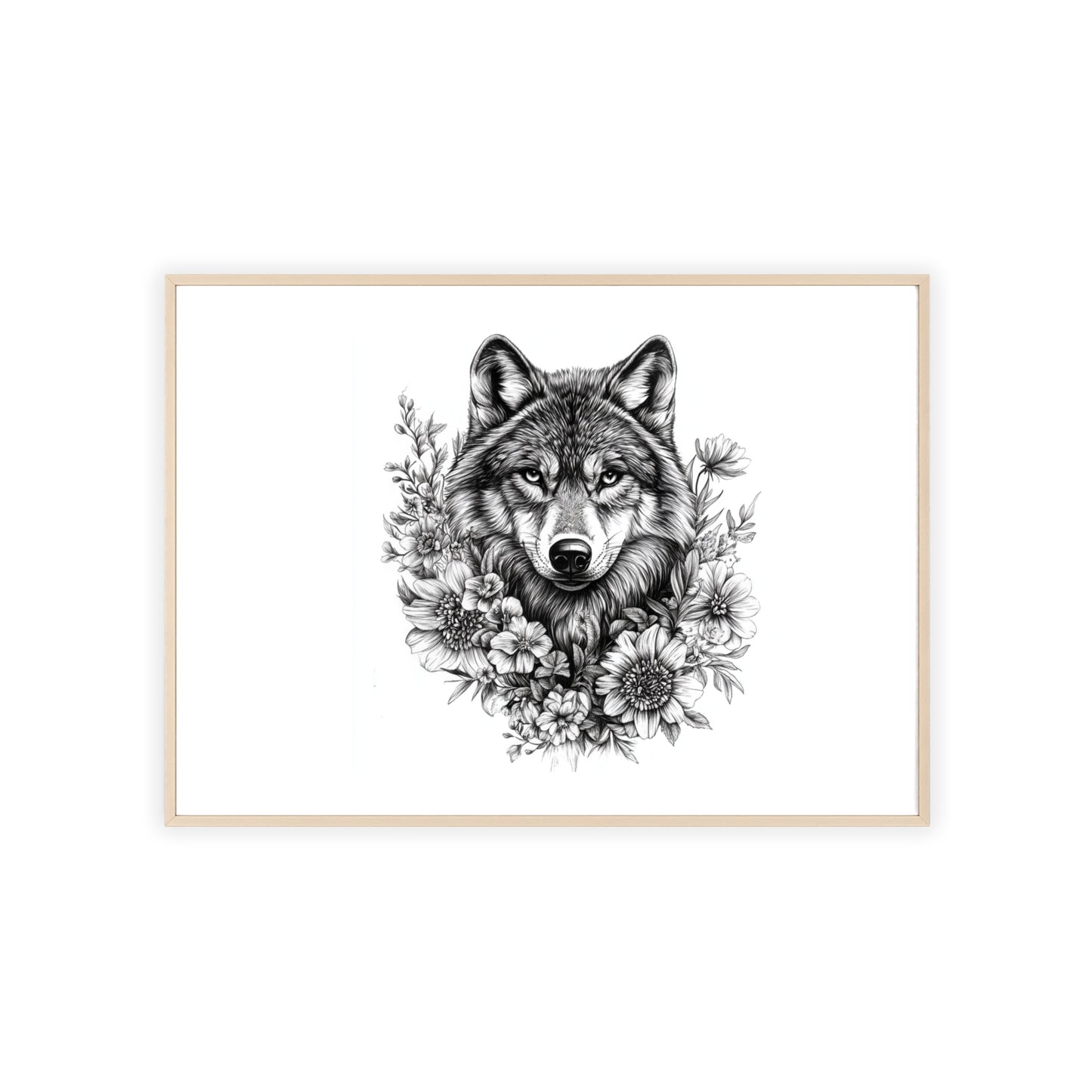 Wolf mit Wildblumen