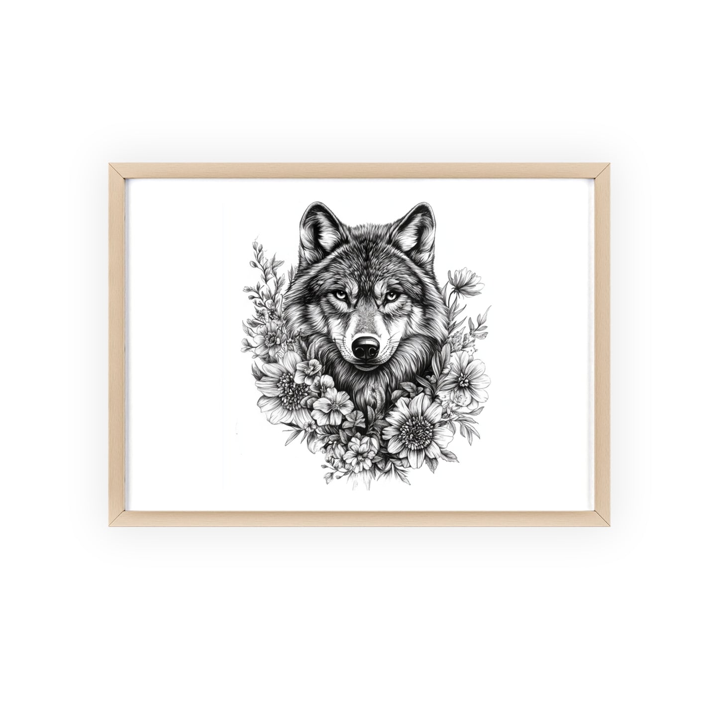 Wolf mit Wildblumen