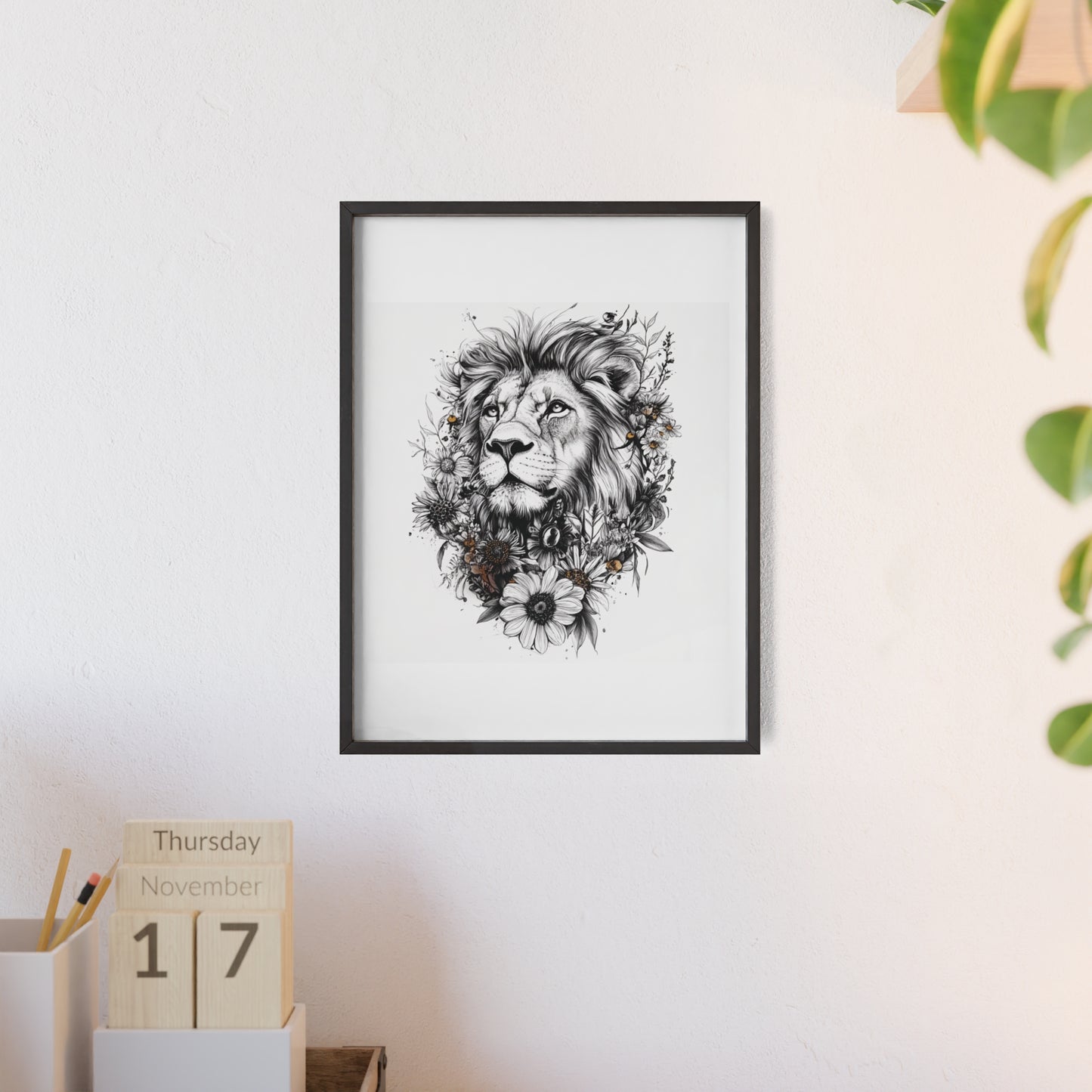 Löwe im floralen Stil