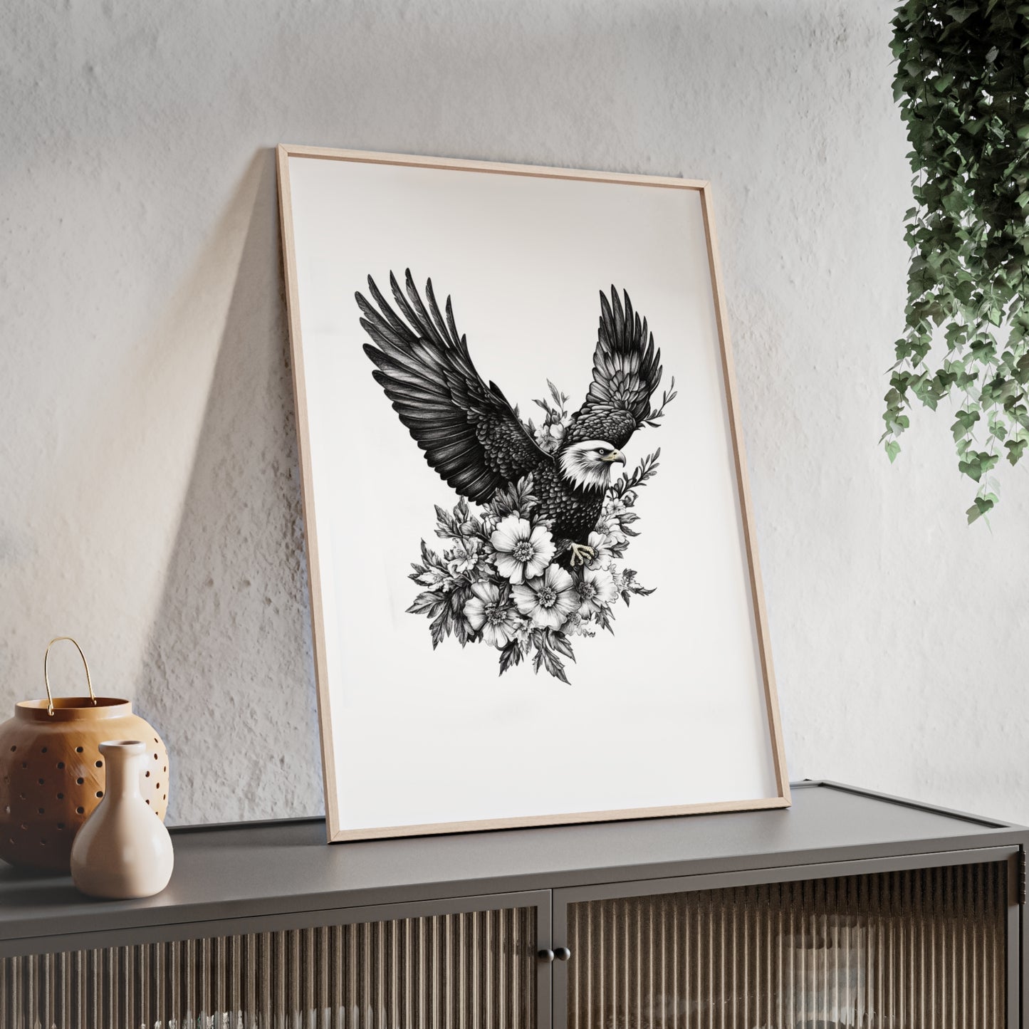 Adler mit Wildblütendesign