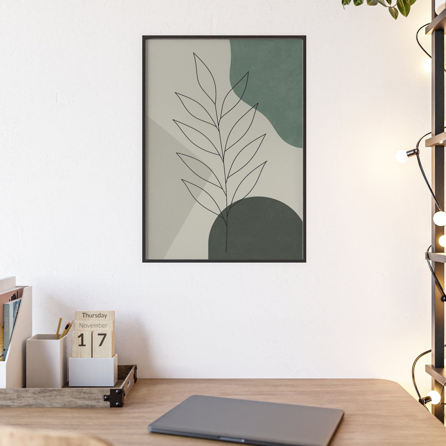 Abstraktes Blätter-Poster – Sanfte Grüntöne & Minimalistisches Design