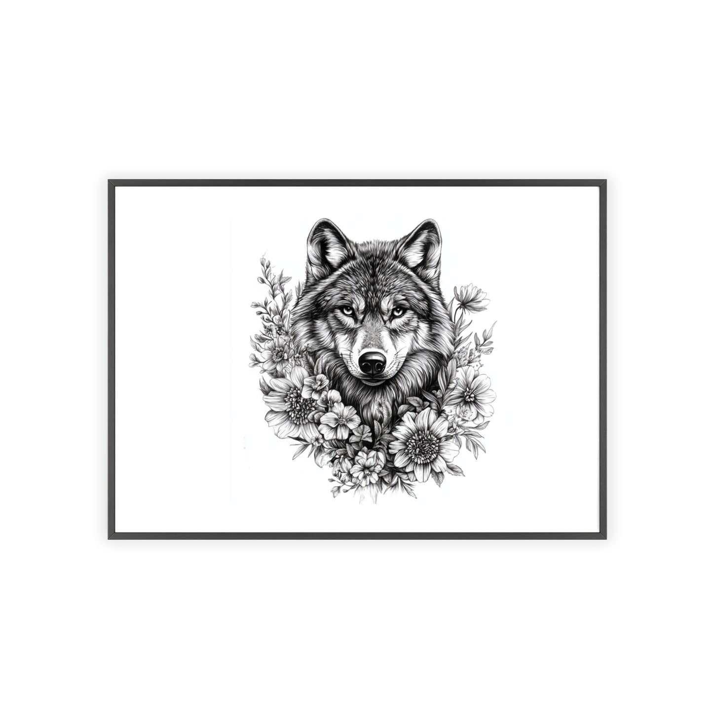 Wolf mit Wildblumen