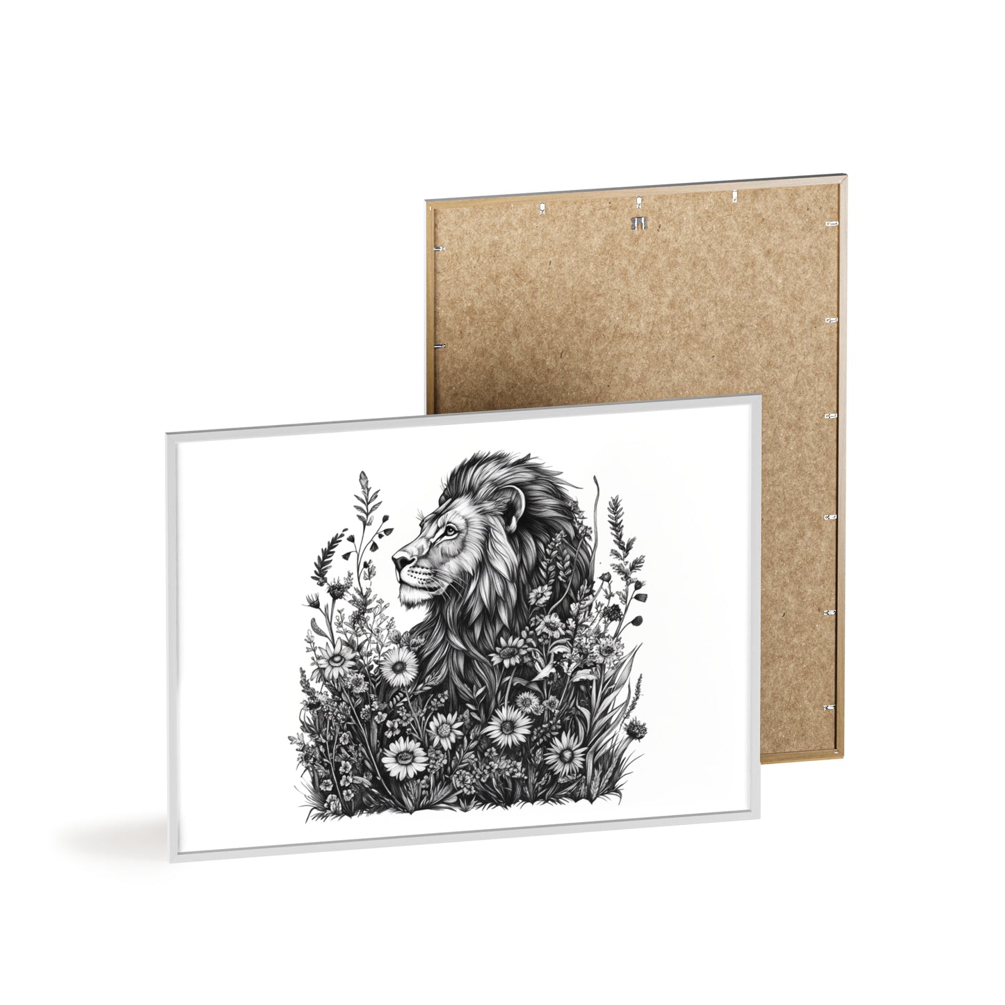 Löwe mit Wildblüten