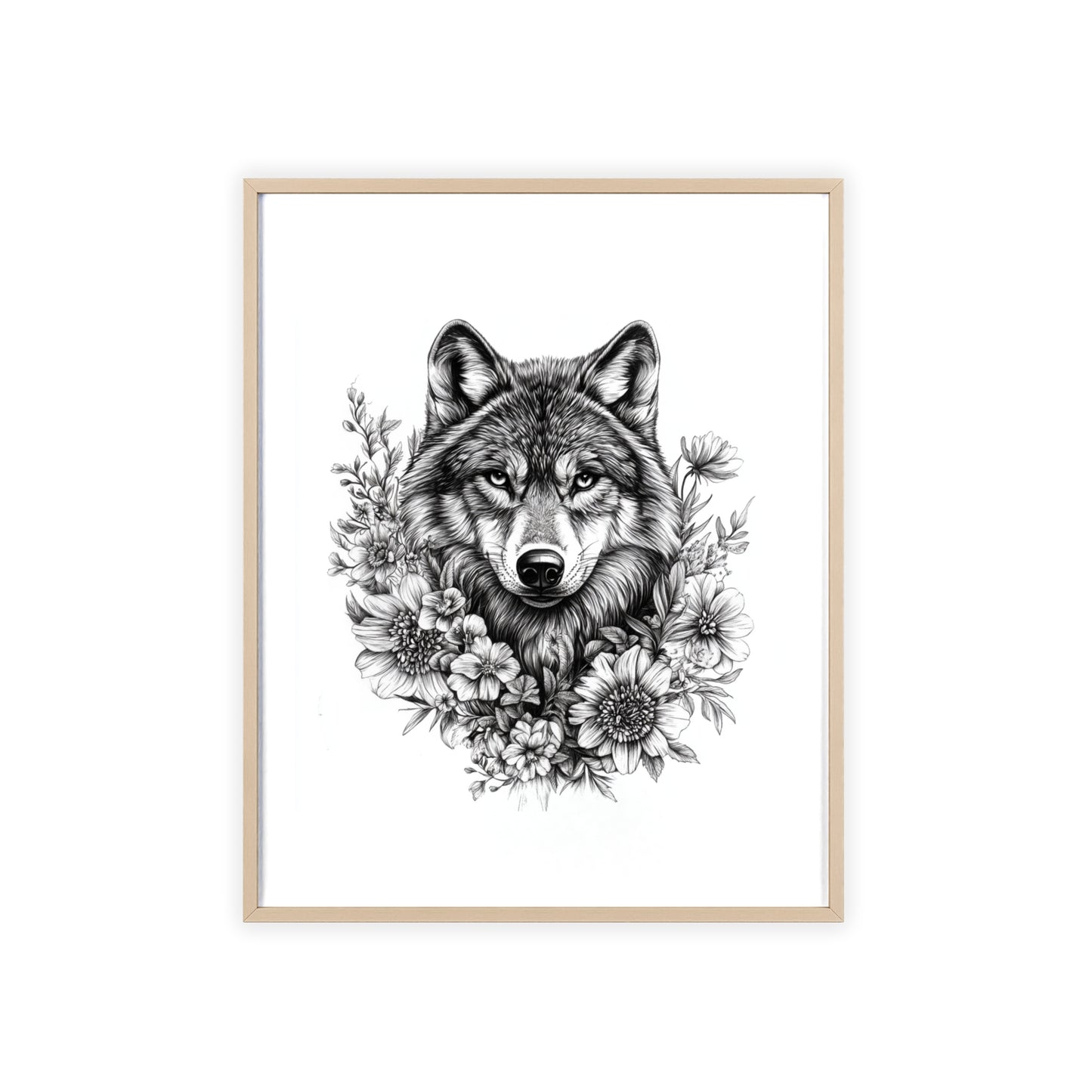 Wolf mit Wildblumen