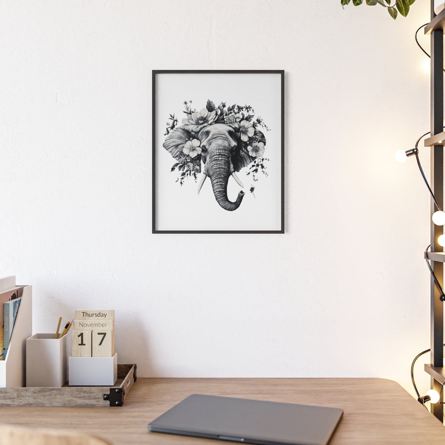 Elephant mit Wildblüten