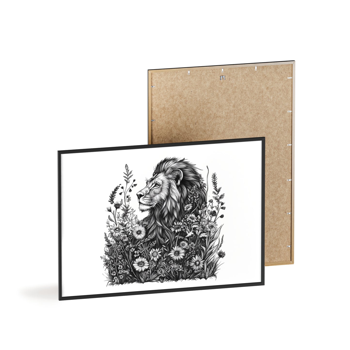 Löwe mit Wildblüten