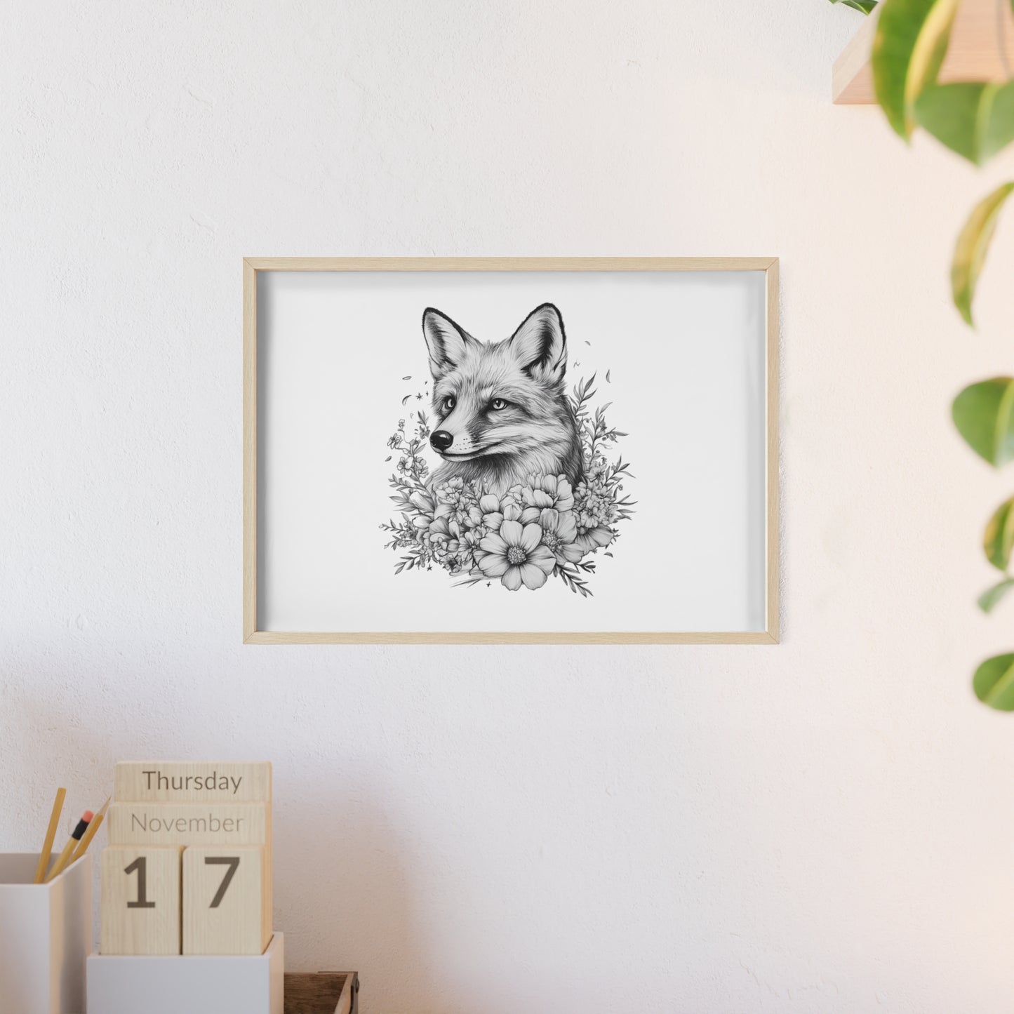 Fuchs mit Wildblütendesign