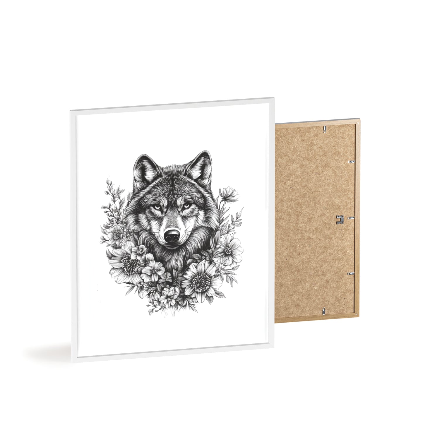Wolf mit Wildblumen