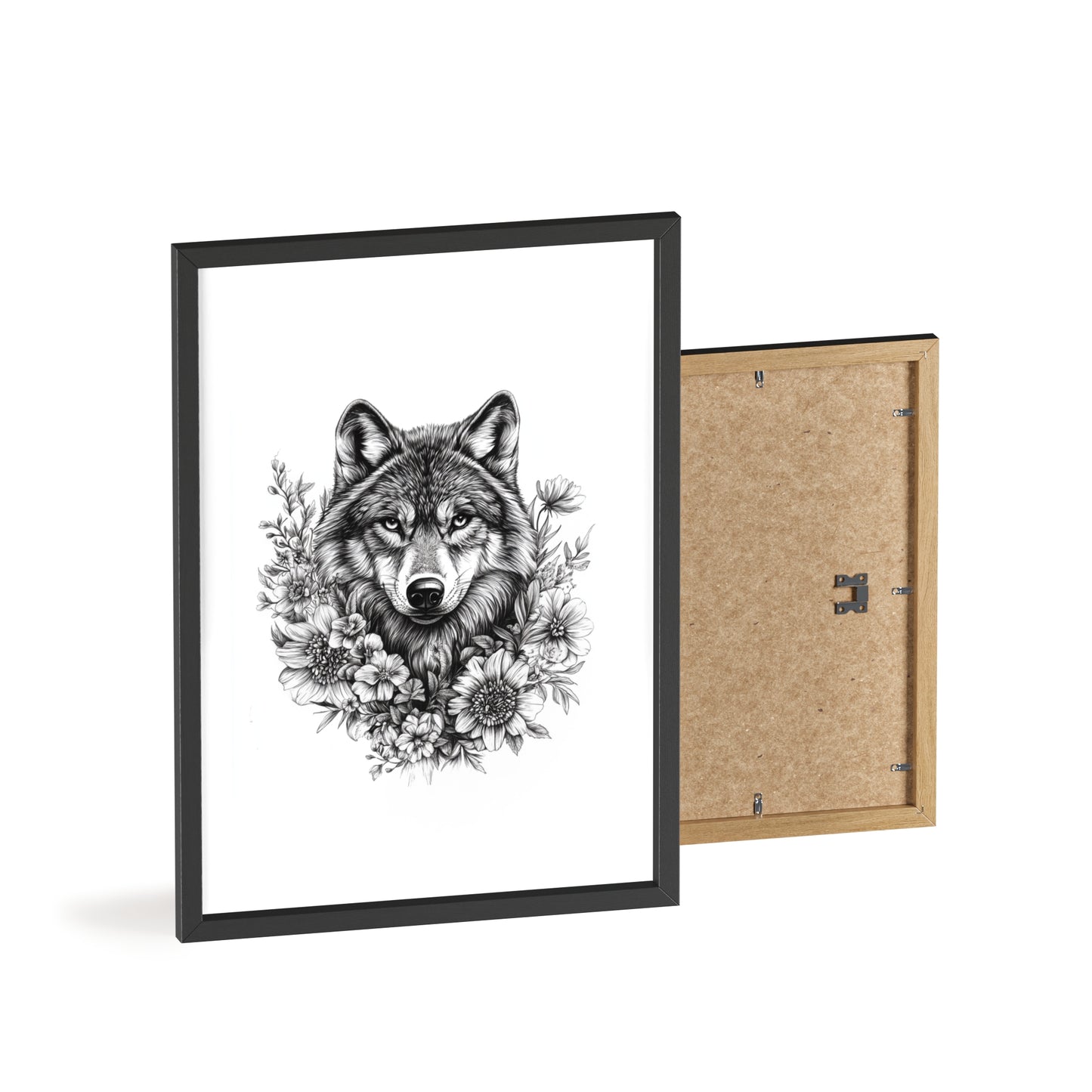 Wolf mit Wildblumen
