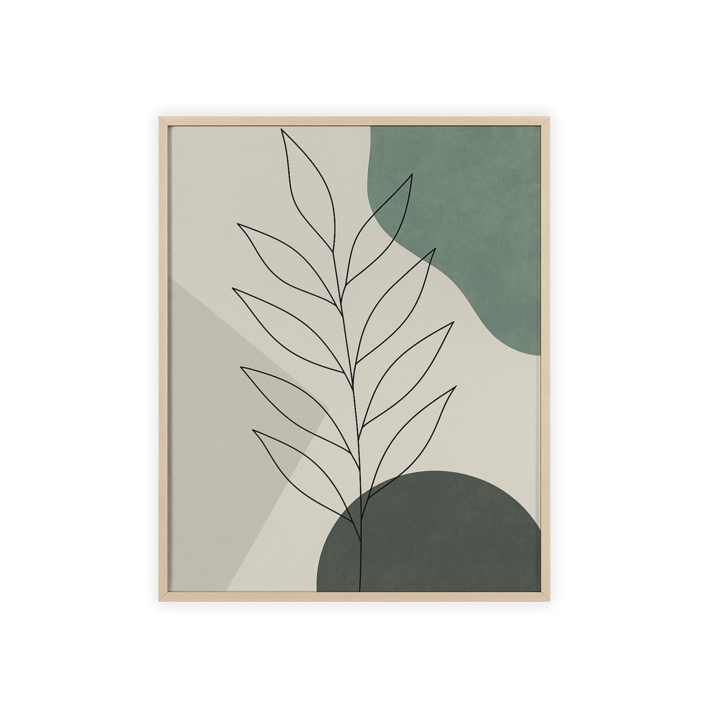 Abstraktes Blätter-Poster – Sanfte Grüntöne & Minimalistisches Design
