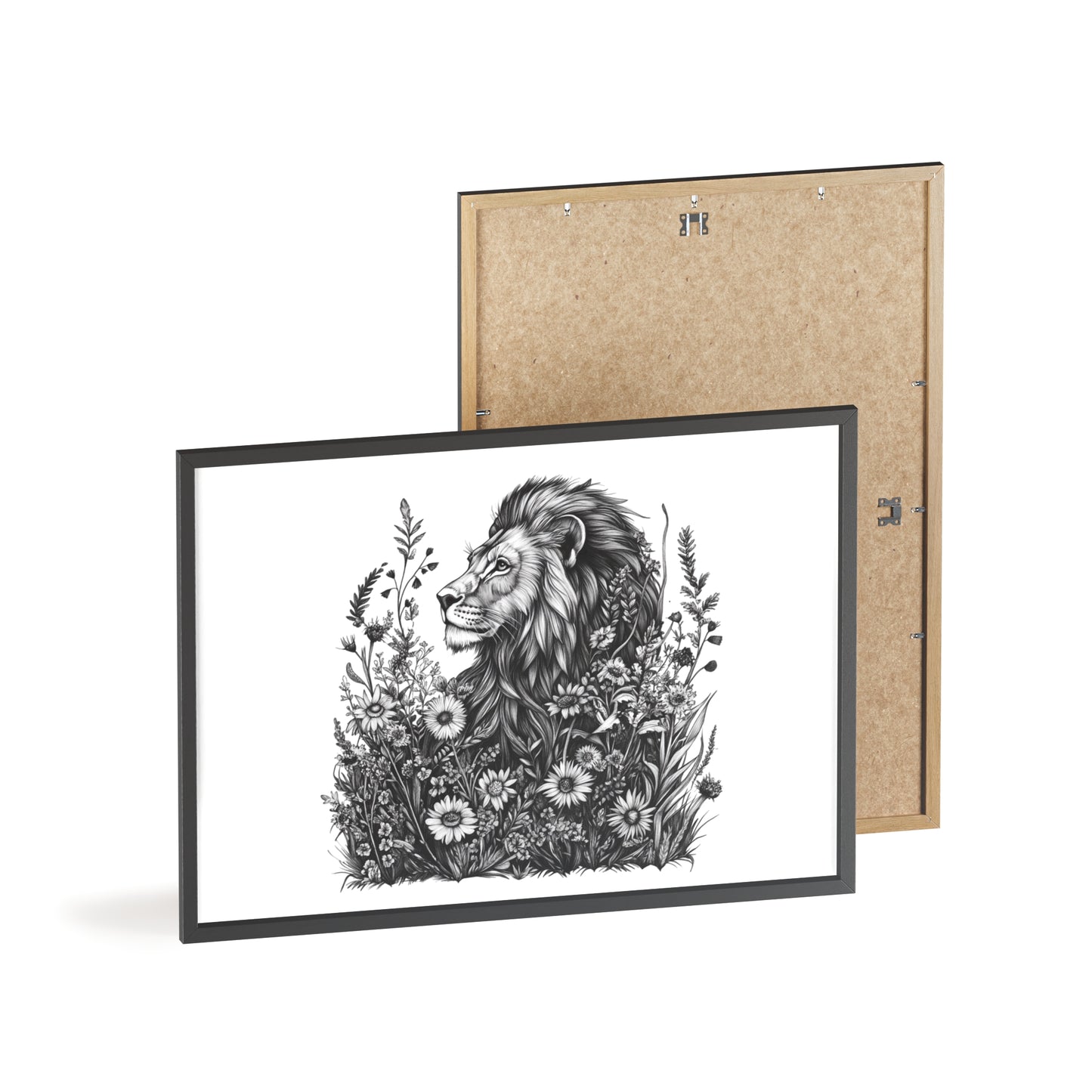 Löwe mit Wildblüten