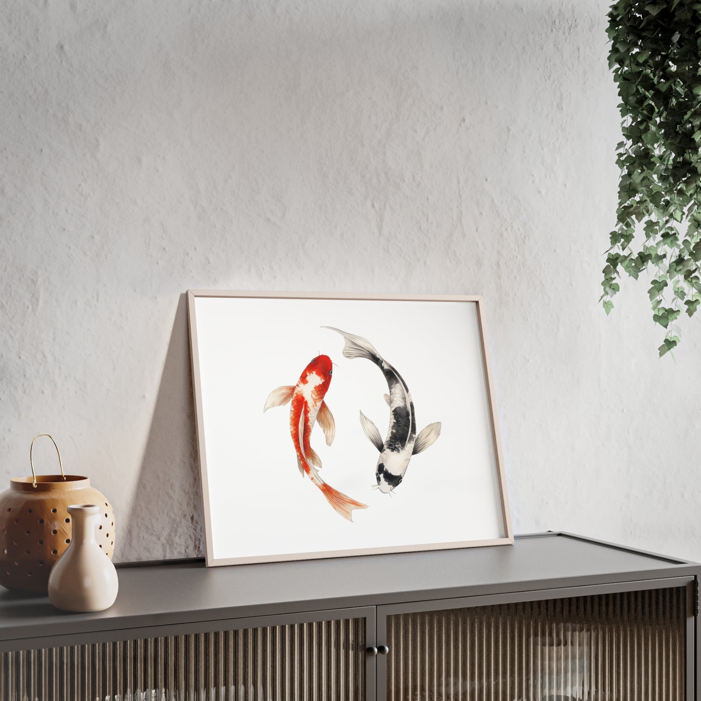 Kreisende Koi in Schwarz und Rot