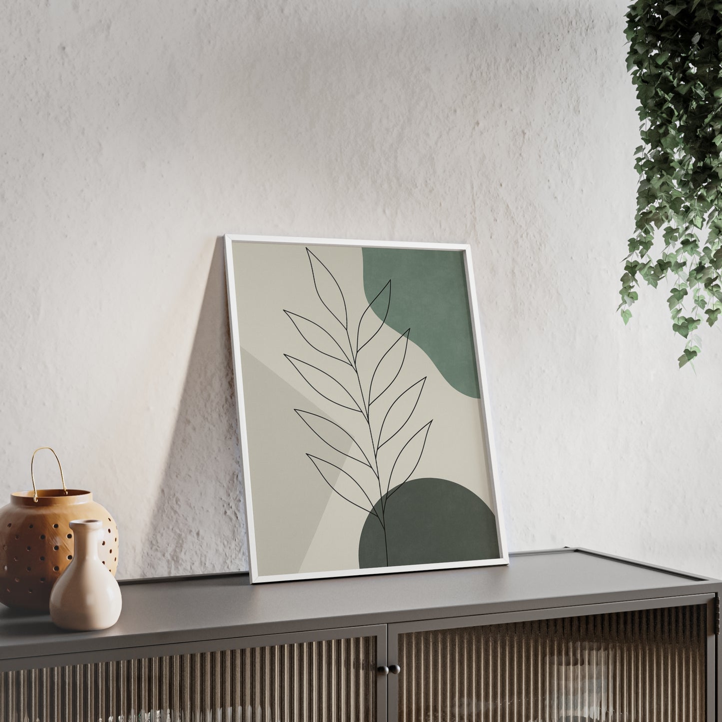 Abstraktes Blätter-Poster – Sanfte Grüntöne & Minimalistisches Design