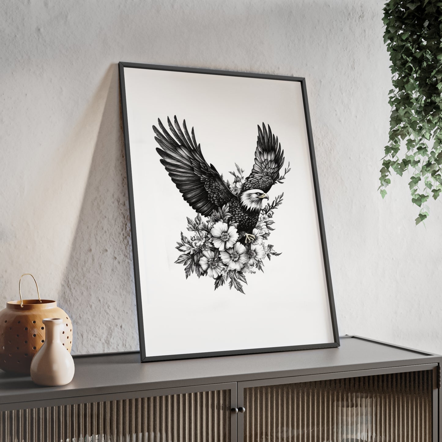 Adler mit Wildblütendesign