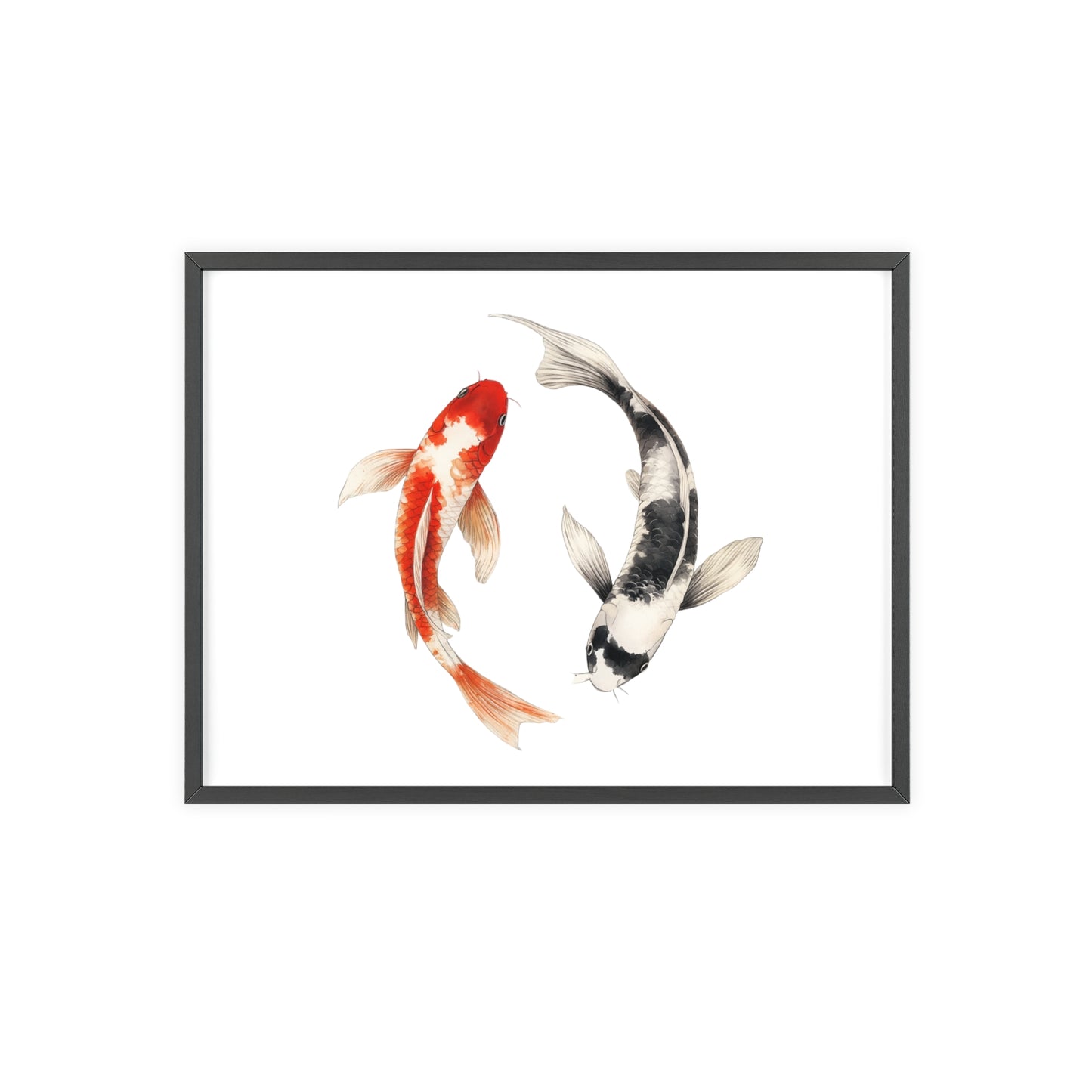 Kreisende Koi in Schwarz und Rot