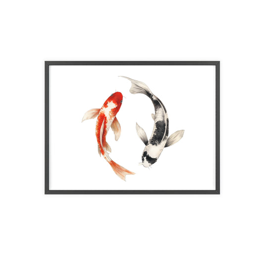 Kreisende Koi in Schwarz und Rot