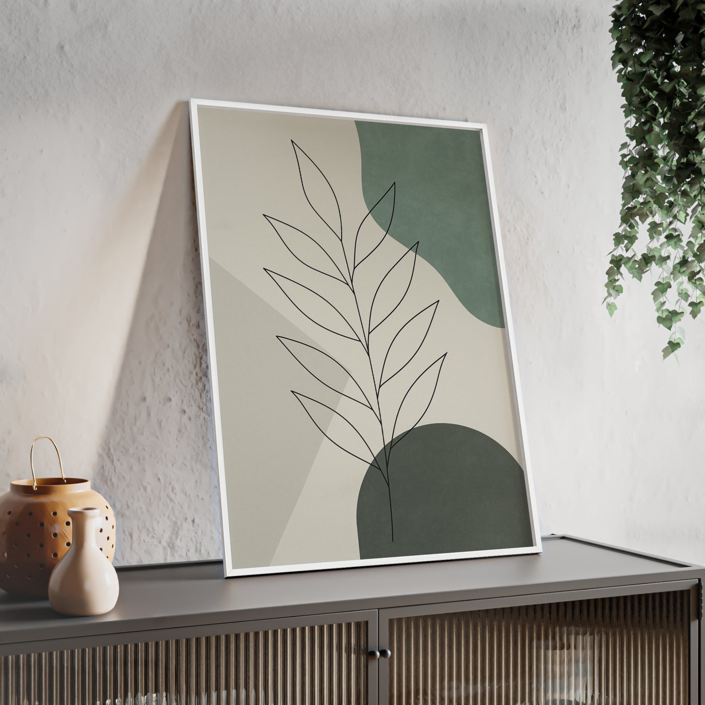 Abstraktes Blätter-Poster – Sanfte Grüntöne & Minimalistisches Design