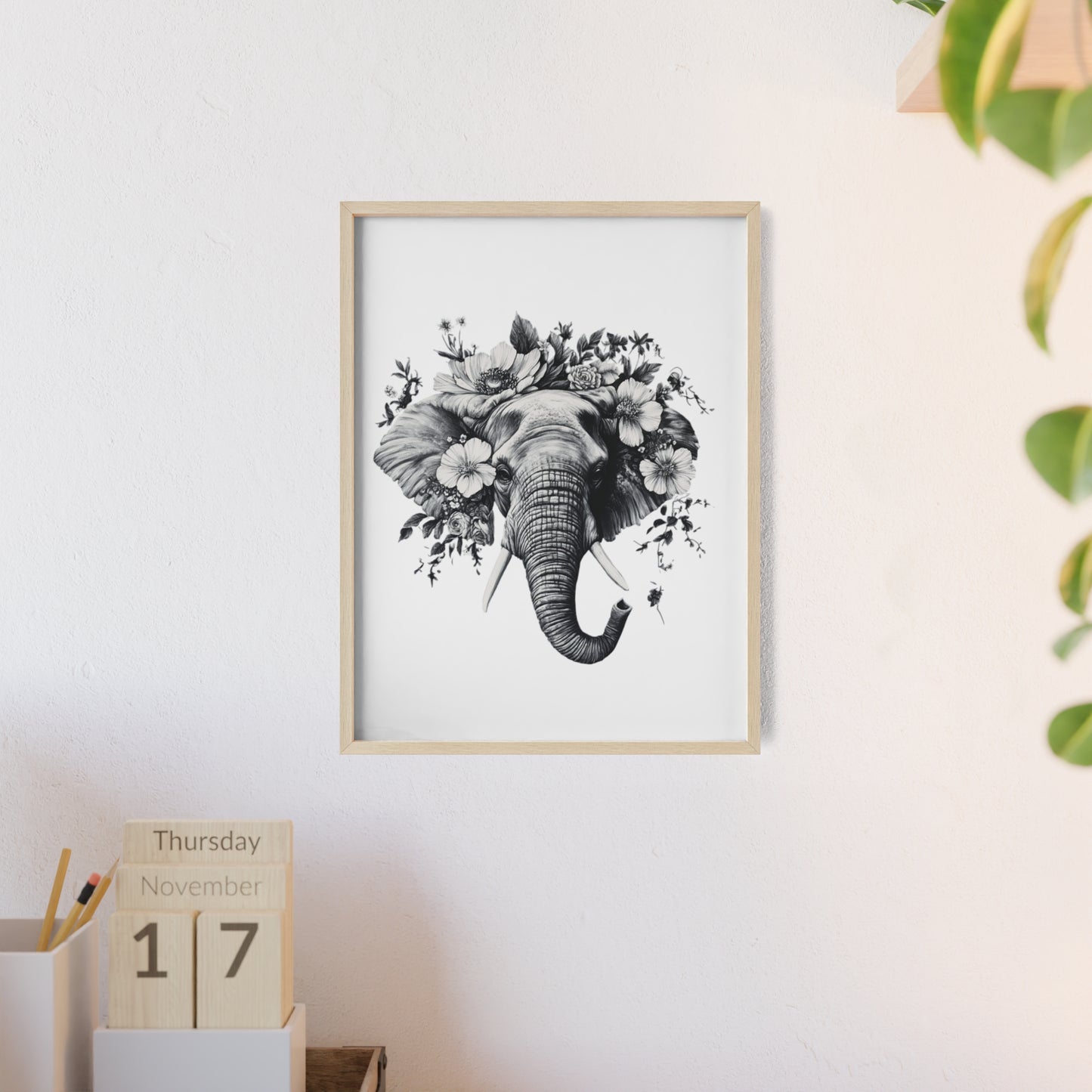 Elephant mit Wildblüten