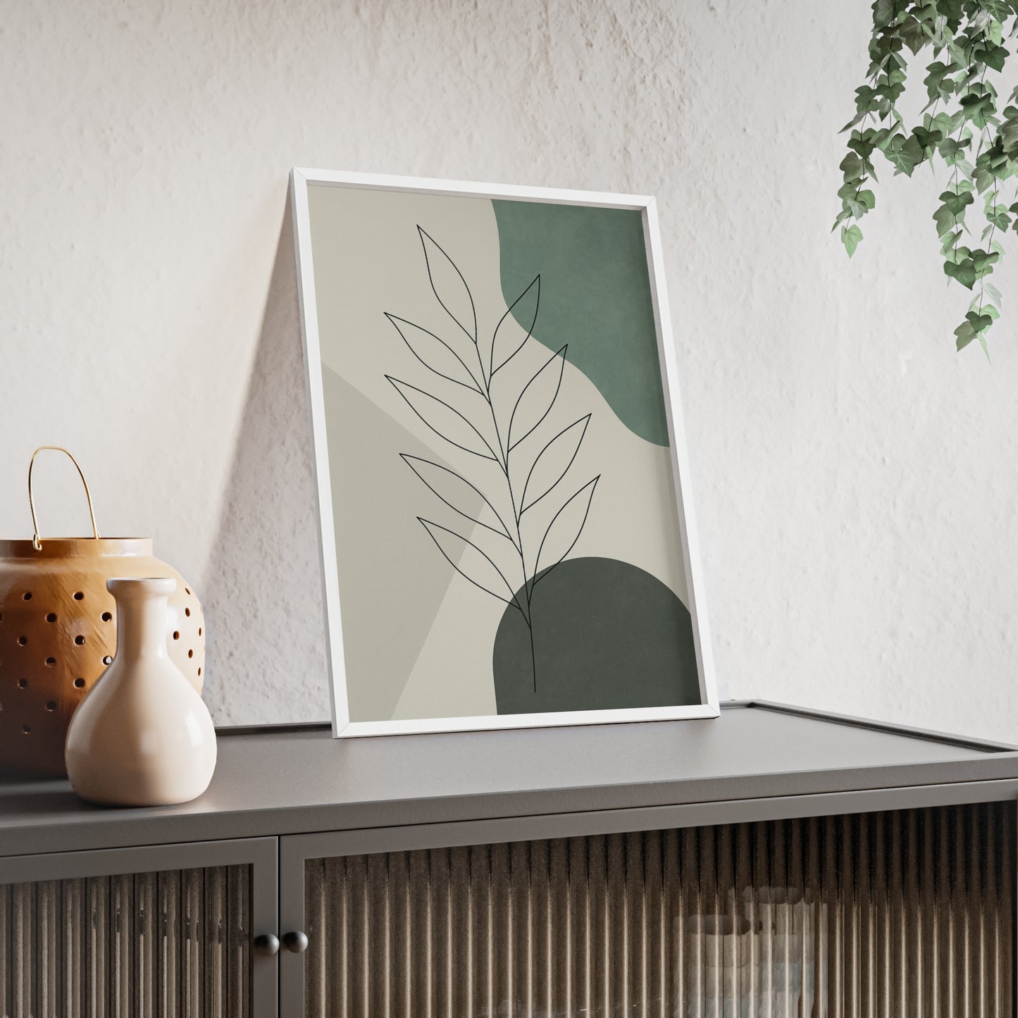 Abstraktes Blätter-Poster – Sanfte Grüntöne & Minimalistisches Design