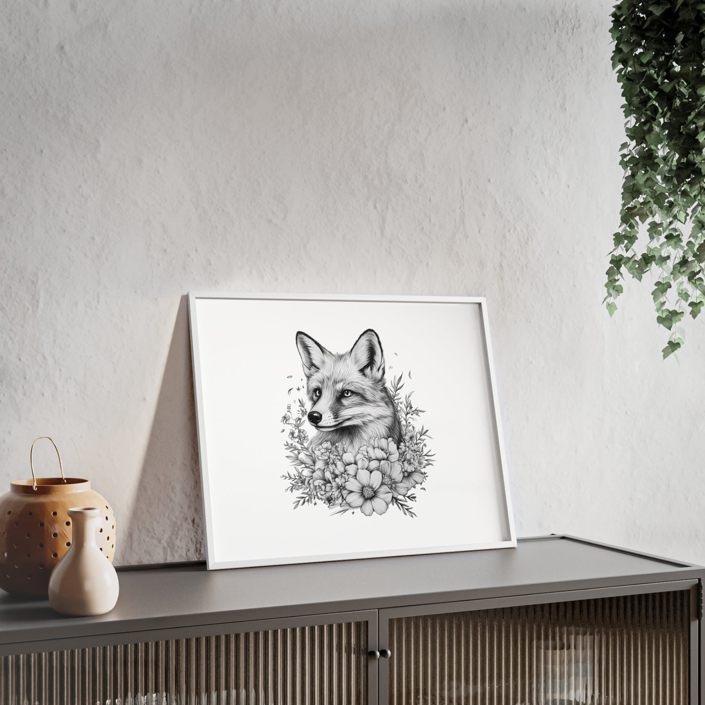 Fuchs mit Wildblütendesign