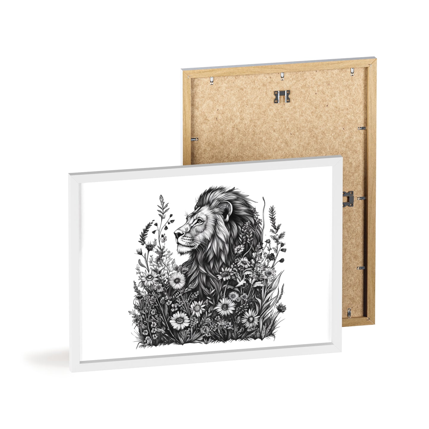 Löwe mit Wildblüten