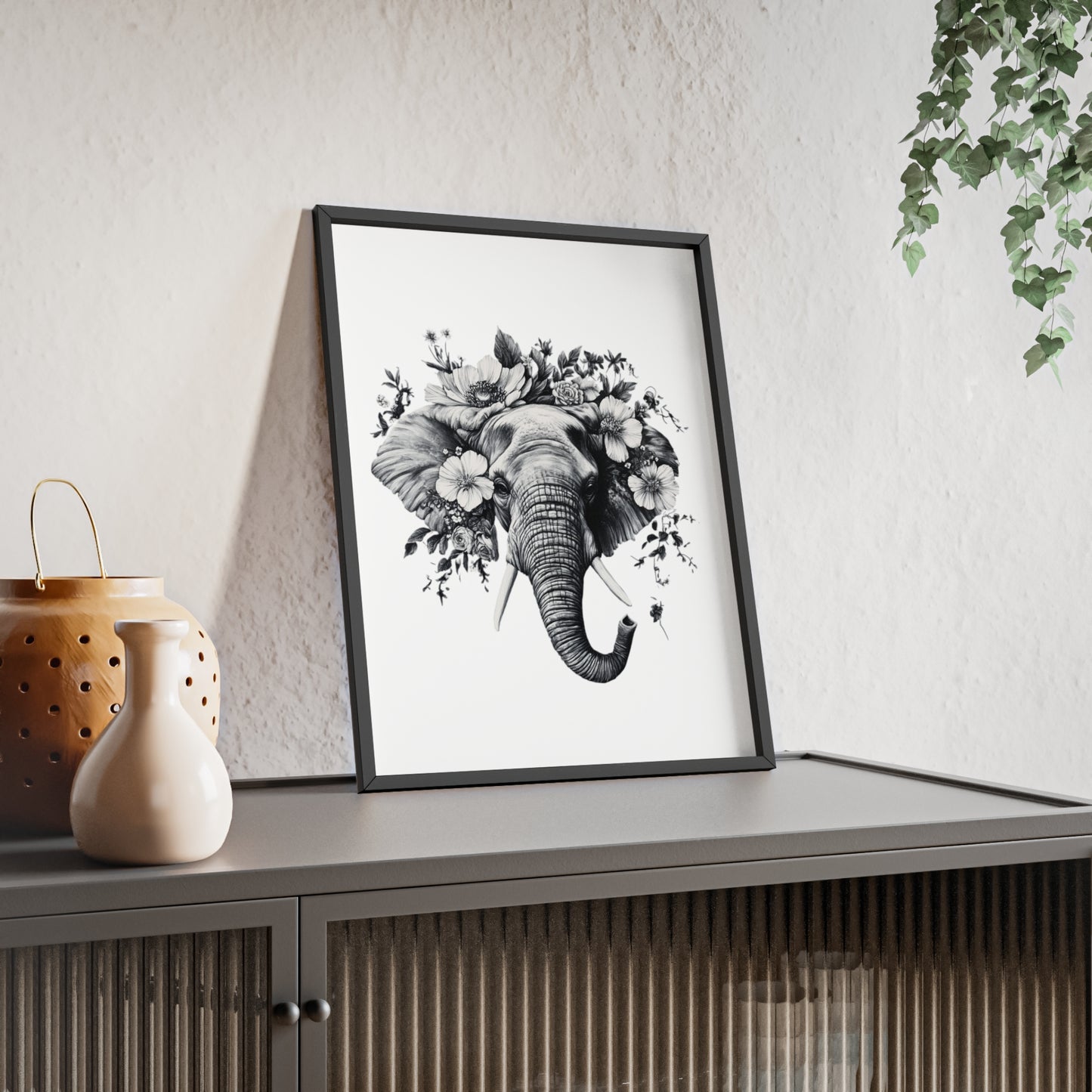 Elephant mit Wildblüten