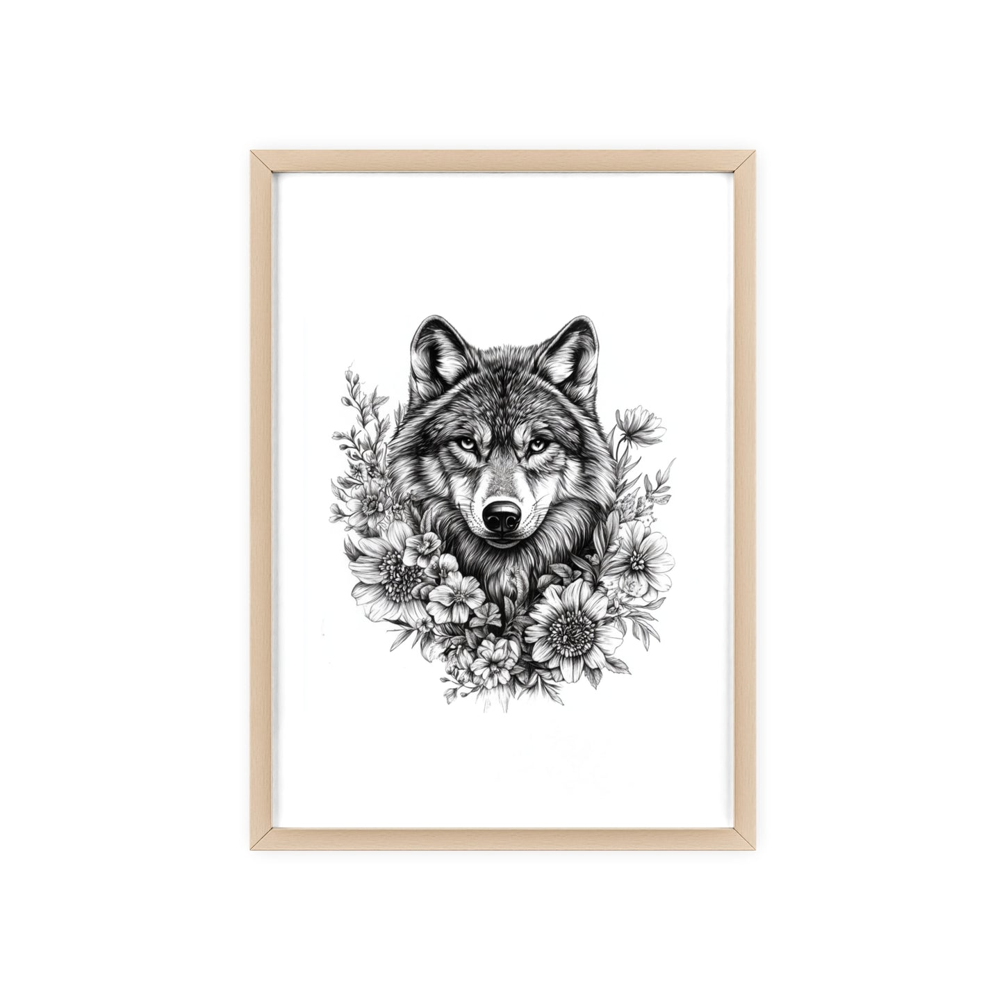 Wolf mit Wildblumen