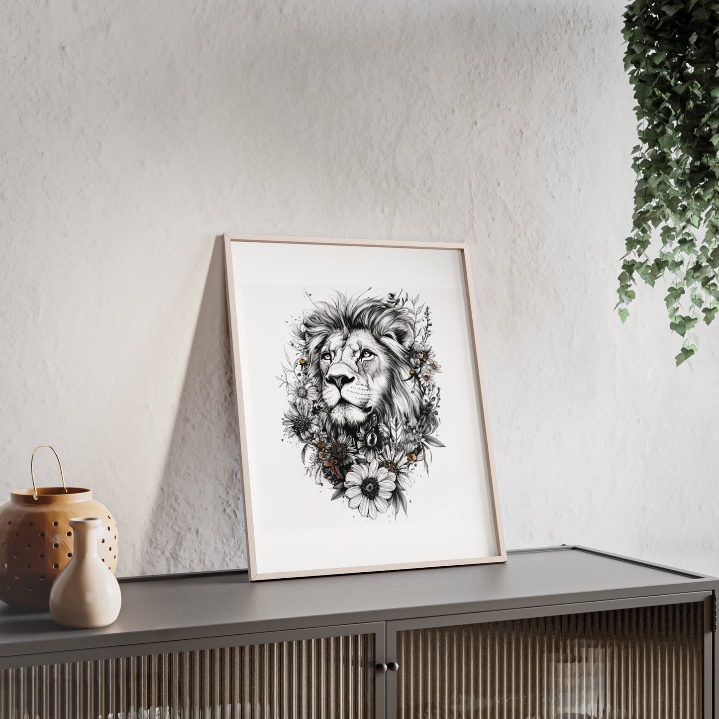 Löwe im floralen Stil