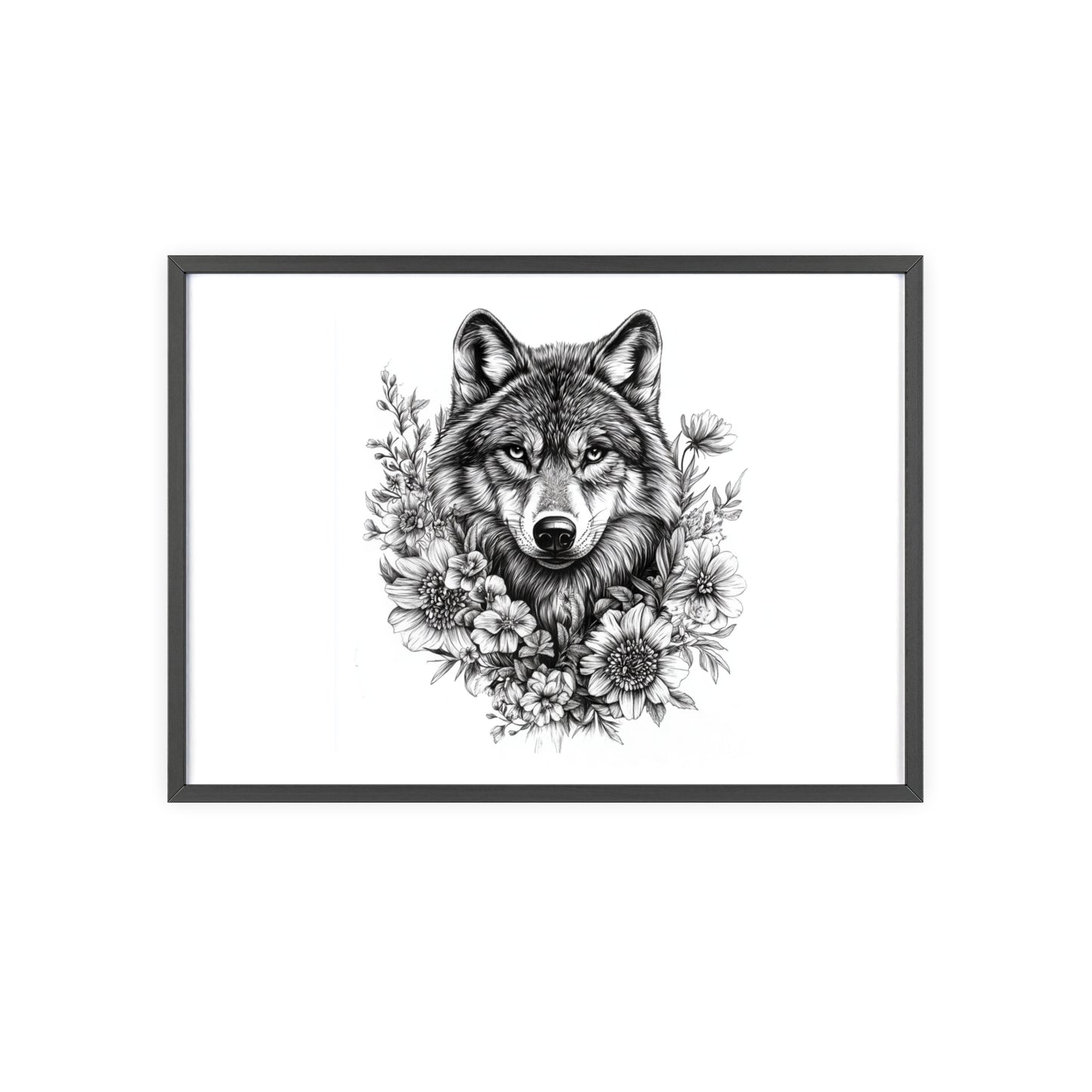 Wolf mit Wildblumen