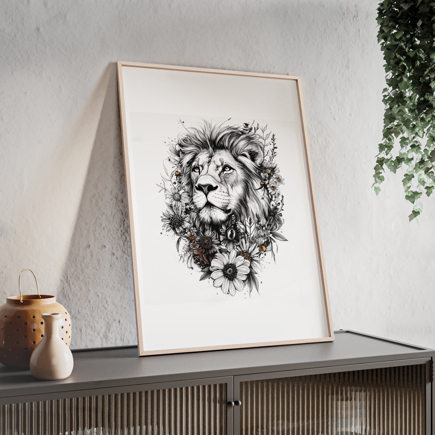 Löwe im floralen Stil