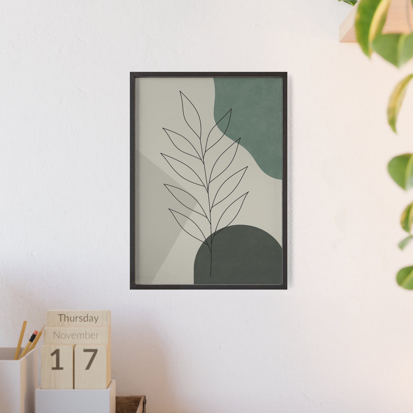 Abstraktes Blätter-Poster – Sanfte Grüntöne & Minimalistisches Design