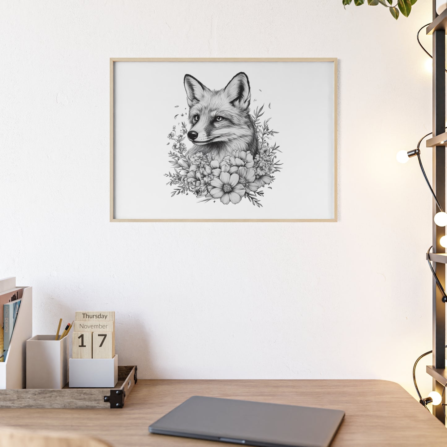 Fuchs mit Wildblütendesign