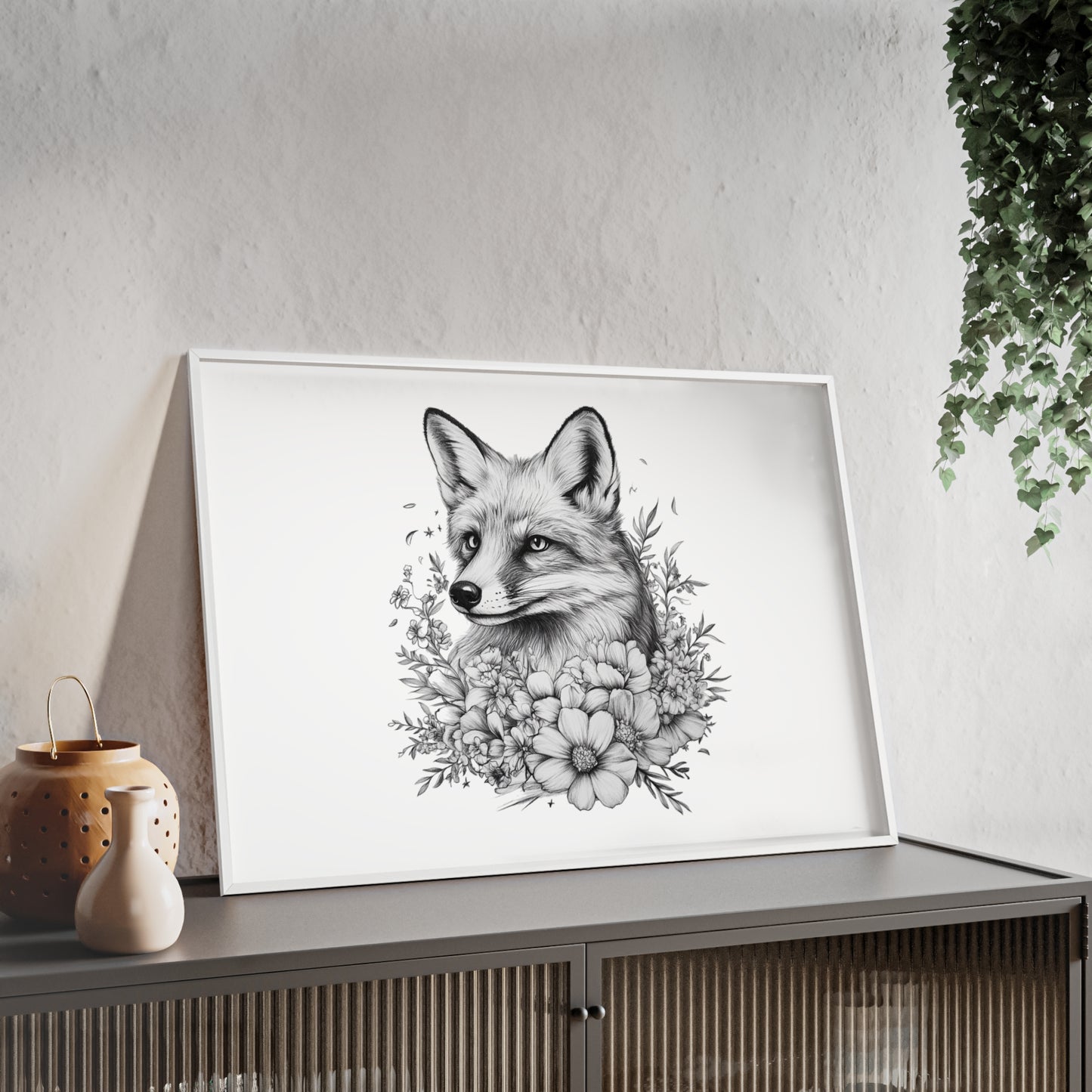 Fuchs mit Wildblütendesign